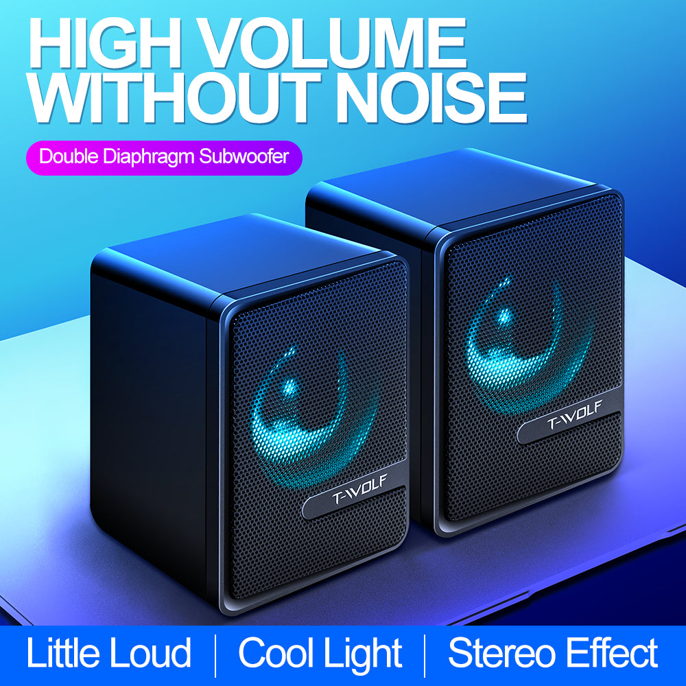 S3 RGB Wired Computer Speakers – Dual 3W Drivers, Compact Desktop PC Speakers with Breathing Lights