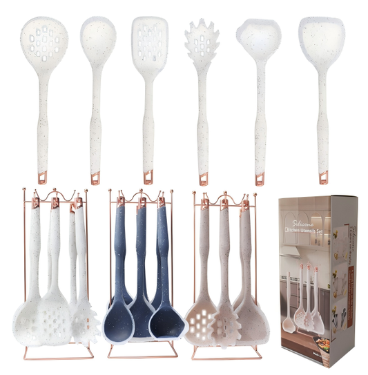 7-Piece Silicone Kitchen Utensil Set with Holder – Heat Resistant, Non-Stick Cooking Tools