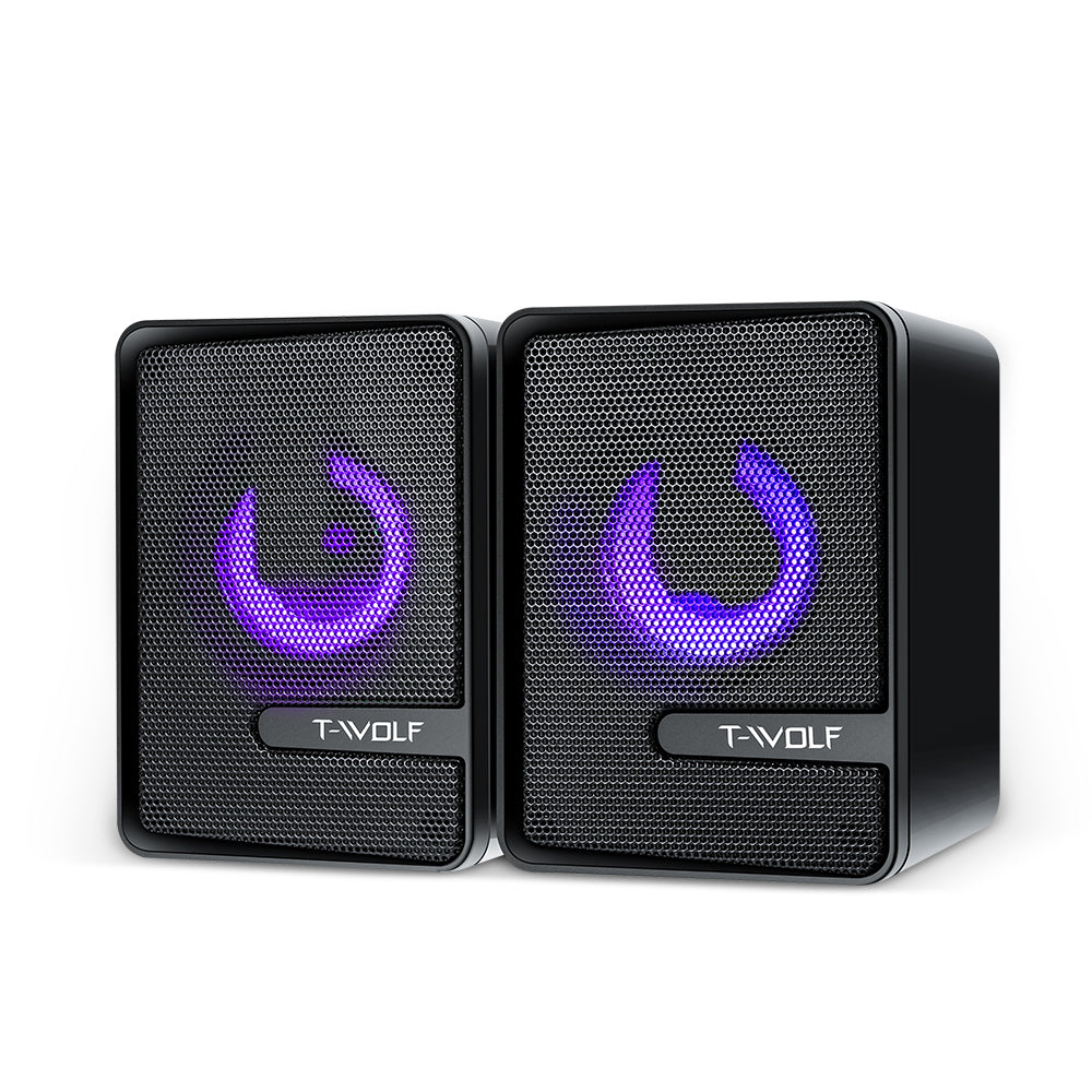 S3 RGB Wired Computer Speakers – Dual 3W Drivers, Compact Desktop PC Speakers with Breathing Lights