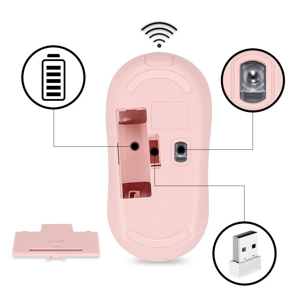 Q18 Wireless Office Mouse – 2.4G USB Receiver, 1000 DPI, Portable & Colorful Design