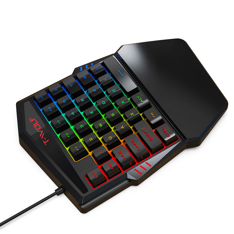 T19 One-Handed Gaming Keyboard – RGB Backlit, 40 Keys, Ergonomic Design