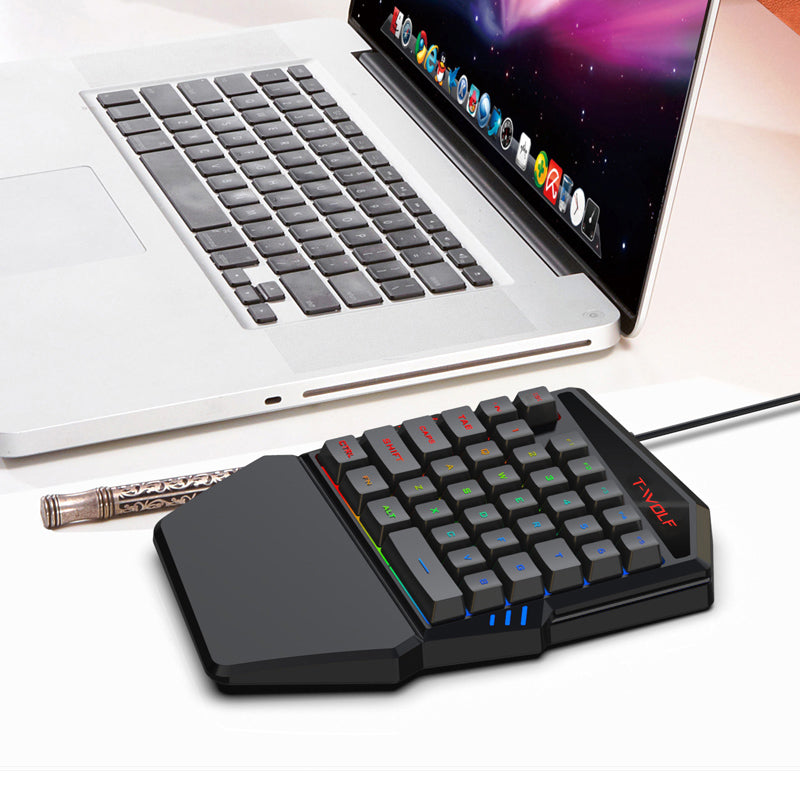 T19 One-Handed Gaming Keyboard – RGB Backlit, 40 Keys, Ergonomic Design