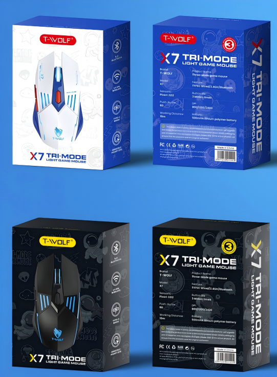 X7 Tri-Mode Gaming Mouse – Wired, Wireless & Bluetooth | RGB, 12800 DPI